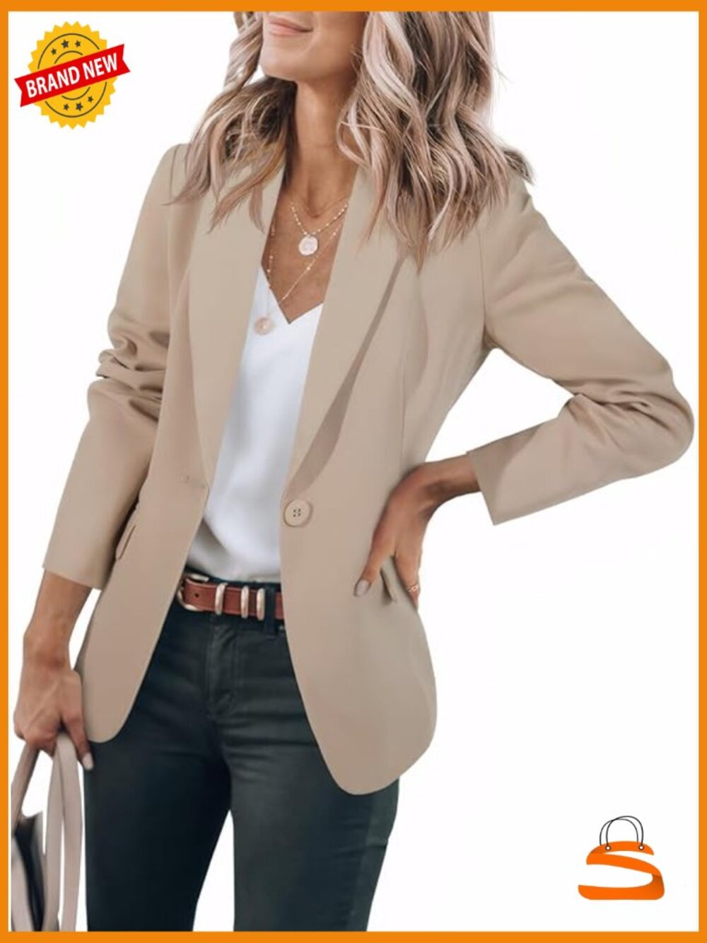 Open Front Long Sleeve Blazer Suit Jacket Work Office Casual